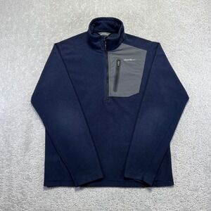 Eddie Bauer First Ascent Fleece Jacket Mens M Navy Blue 1/4 Zip Outdoor Hiking